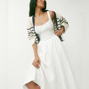 NEW Reformation Balia Linen Sleeveless Midi Dress in White | US 6 UK 10